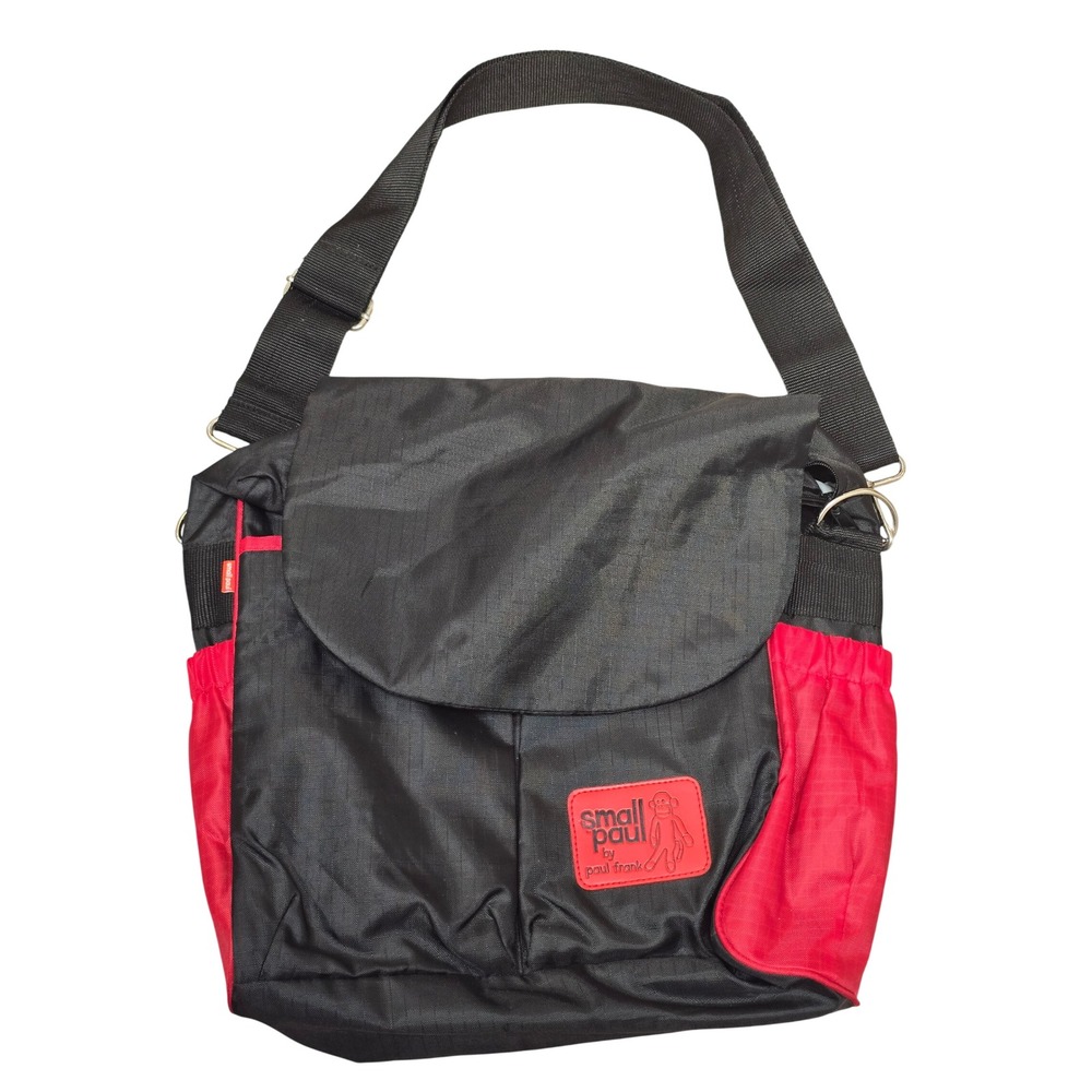 Vintage Paul Frank Small Paul Messenger Bag Black Red Ripstop Nylon w/ Mat NWOT